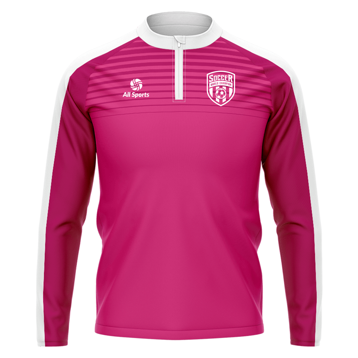 All Sports,昇華 サッカー 1/4 zip,ピンク,オリジナル トレーニングウエア